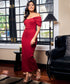Deep Neck Sleeve Detailed Bodycon Maroon Dress